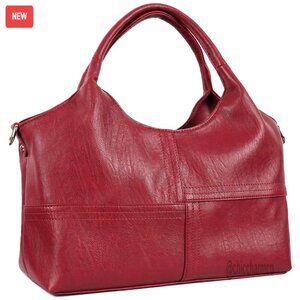 Vegan Leather Tote Bag with Detachable Strap, 13.5"L, Lightweight Hobo Purse